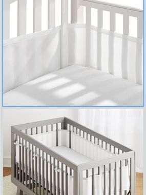 Breathable Baby White Crib Mesh Liner